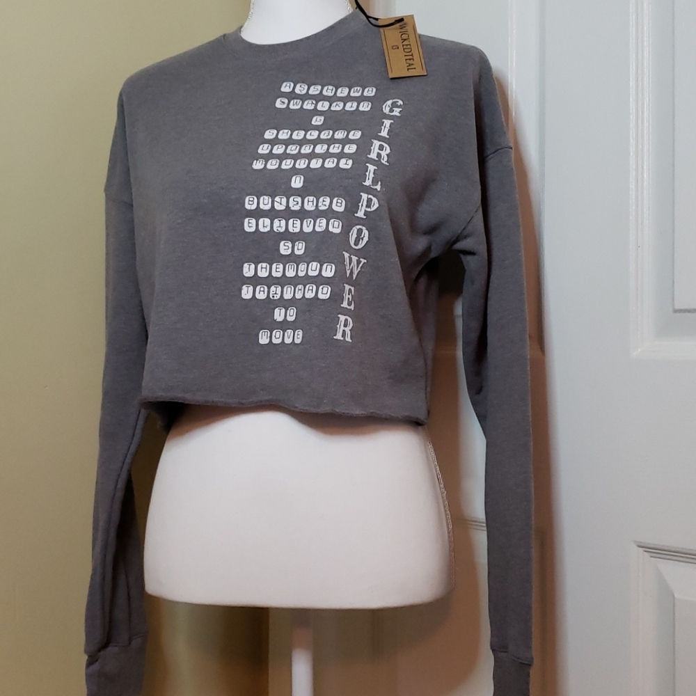 Girlpower Gray crop sweatshirt - Picture 2 of 5